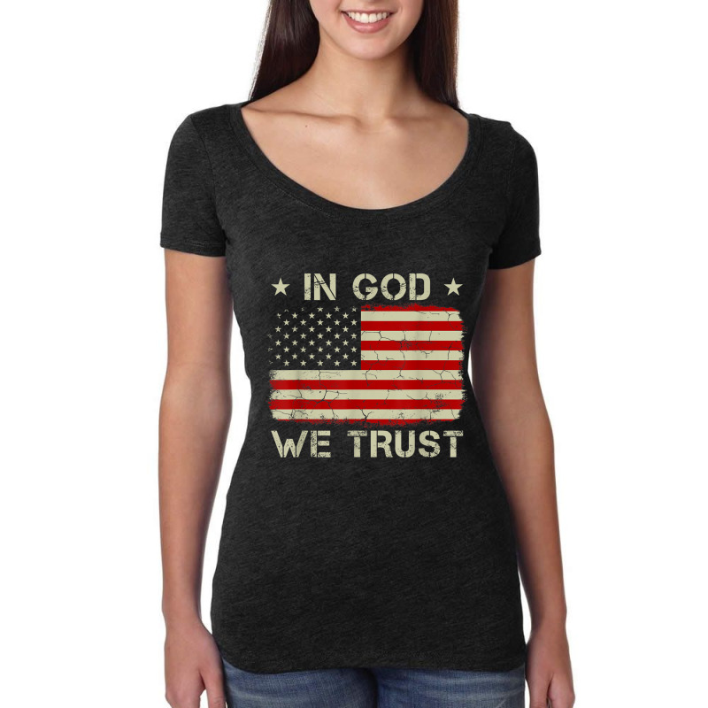 Vintage Old American Flag In God We Trust Christian Vintage Women's Triblend Scoop T-shirt by Aria-Proctor | Artistshot