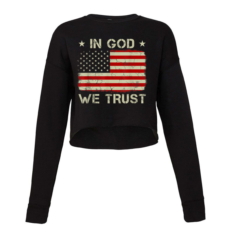 Vintage Old American Flag In God We Trust Christian Vintage Cropped Sweater by Aria-Proctor | Artistshot