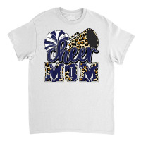 Cheer Mom Navy Leopard Cheer Poms & Megaphone T Shirt Classic T-shirt | Artistshot