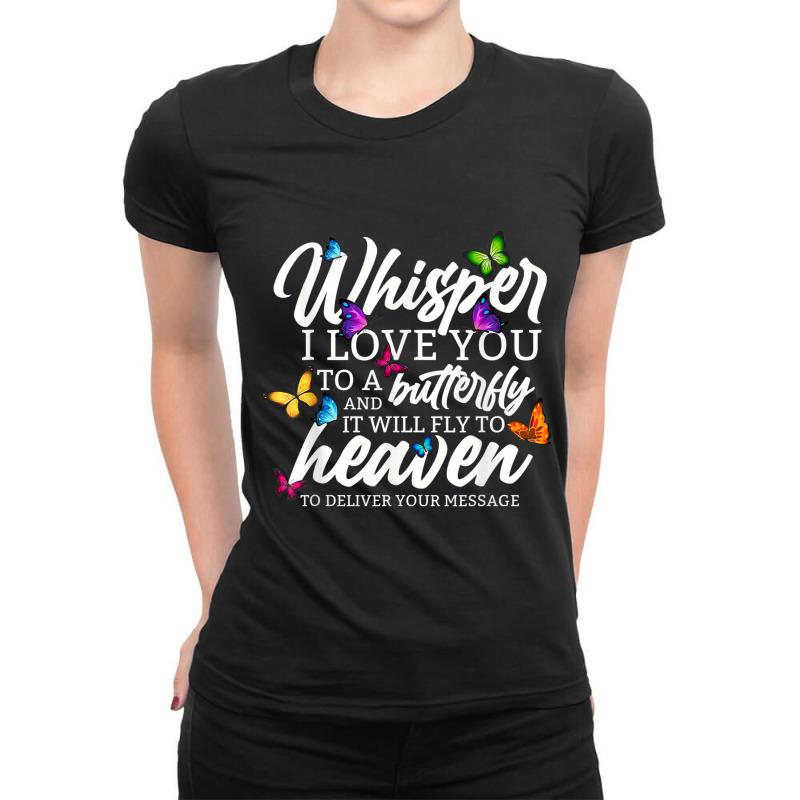 Whisper I Love You - Butterfly And Religious Painting Ladies Fitted T-Shirt by Aria-Proctor | Artistshot