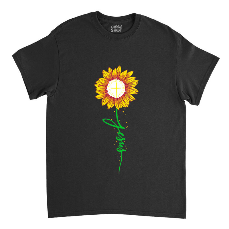 Womens Faith God Christian Religious Bible Church Jesus Sunflower Funn Classic T-shirt by Aria-Proctor | Artistshot