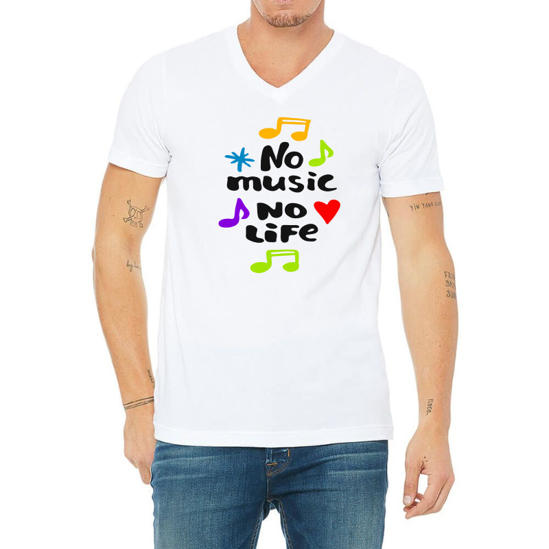 No Music No Life V-neck Tee | Artistshot