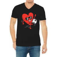 Heart Playing Soccer Valentines Day Football Girls Boys V-neck Tee | Artistshot