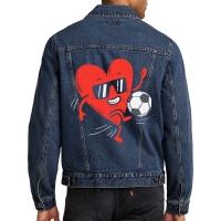 Heart Playing Soccer Valentines Day Football Girls Boys Men Denim Jacket | Artistshot