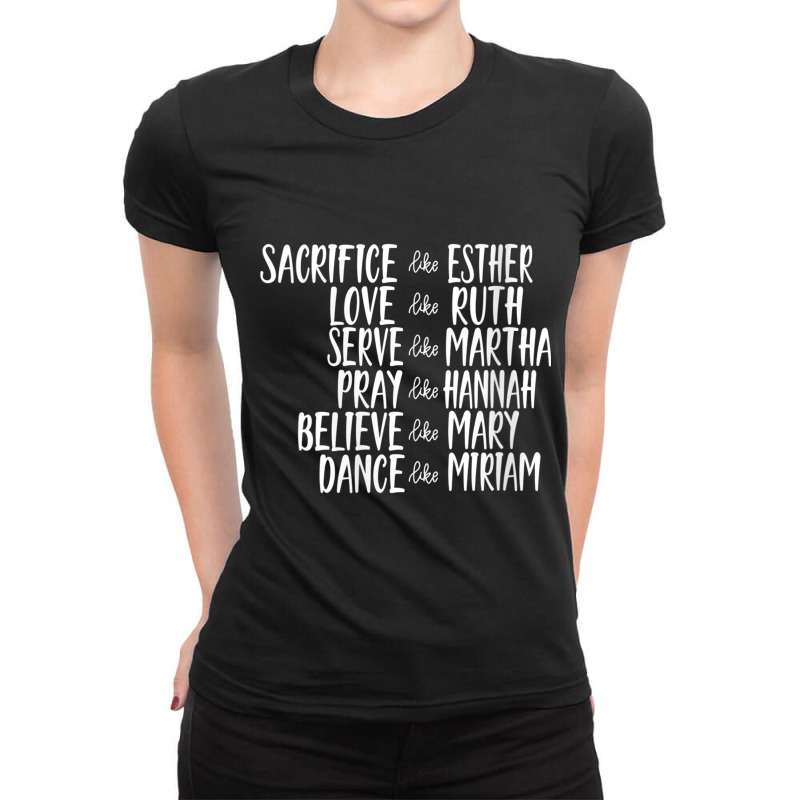 Womens Mens Sacrifice Like Esther Christian Bible Love Pray Day Gift Ladies Fitted T-Shirt by Aria-Proctor | Artistshot