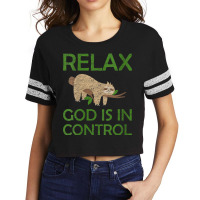 Womens Relax God Is In Control Sloth Lover Christian Faith Bible Funny Scorecard Crop Tee | Artistshot