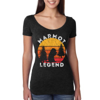 Marmot Legend Woodchuck Groundhog Retro Vintage Sunset T Shirt Women's Triblend Scoop T-shirt | Artistshot