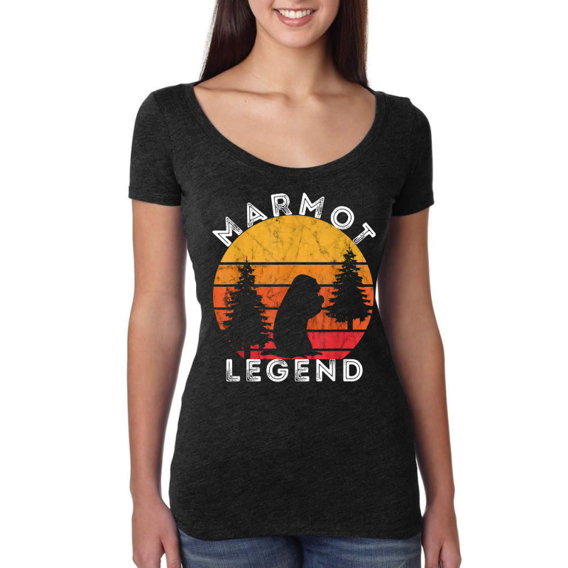 Marmot Legend Woodchuck Groundhog Retro Vintage Sunset T Shirt Women's Triblend Scoop T-shirt by rillanerby | Artistshot