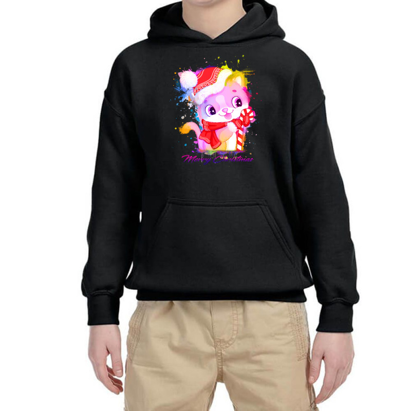 Merry Christmas Cat Youth Hoodie | Artistshot