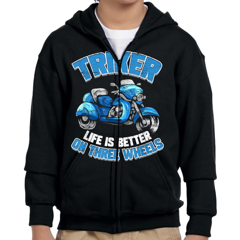 Triker Motorcycle Trike Motortrike Three Wheeler Biker Gift T Shirt Youth Zipper Hoodie by ovarddmjipsonmfg | Artistshot