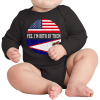 Half American Half American Samoan Usa Flag American Samoa T Shirt Long Sleeve Baby Bodysuit | Artistshot