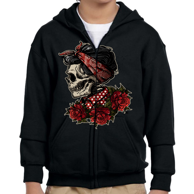 Sugar Skull Girl T  Shirt La Calavera Catrina Halloween Candy Sugar Sk Youth Zipper Hoodie by widgeonwren | Artistshot