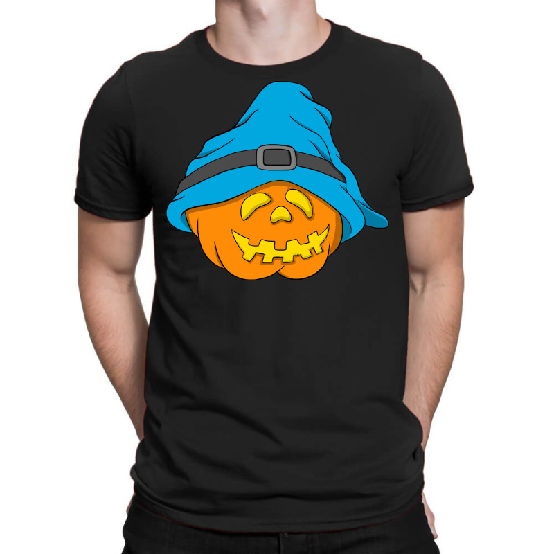 Halloween Jack O Lantern T  Shirt Slouchy Hat Halloween Pumpkin Blue V T-shirt | Artistshot