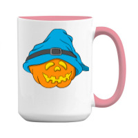 Halloween Jack O Lantern T  Shirt Slouchy Hat Halloween Pumpkin Blue V 15 Oz Coffee Mug | Artistshot