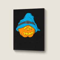 Halloween Jack O Lantern T  Shirt Slouchy Hat Halloween Pumpkin Blue V Portrait Canvas Print | Artistshot