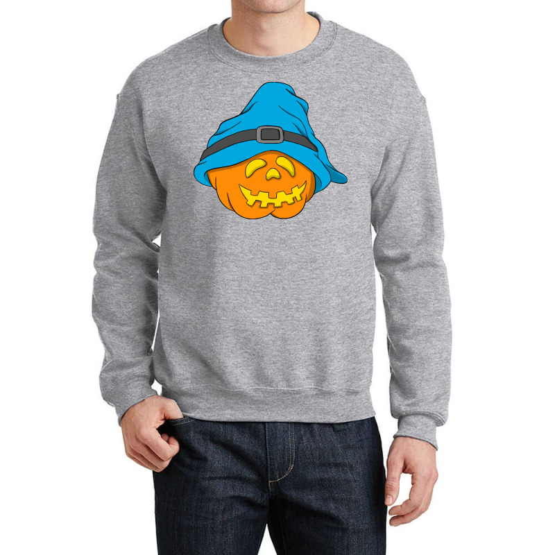 Halloween Jack O Lantern T  Shirt Slouchy Hat Halloween Pumpkin Blue V Crewneck Sweatshirt | Artistshot