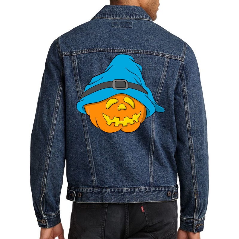 Halloween Jack O Lantern T  Shirt Slouchy Hat Halloween Pumpkin Blue V Men Denim Jacket | Artistshot