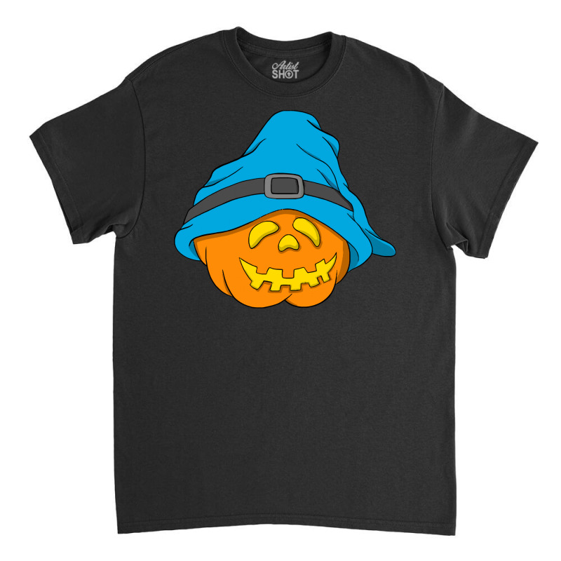 Halloween Jack O Lantern T  Shirt Slouchy Hat Halloween Pumpkin Blue V Classic T-shirt | Artistshot