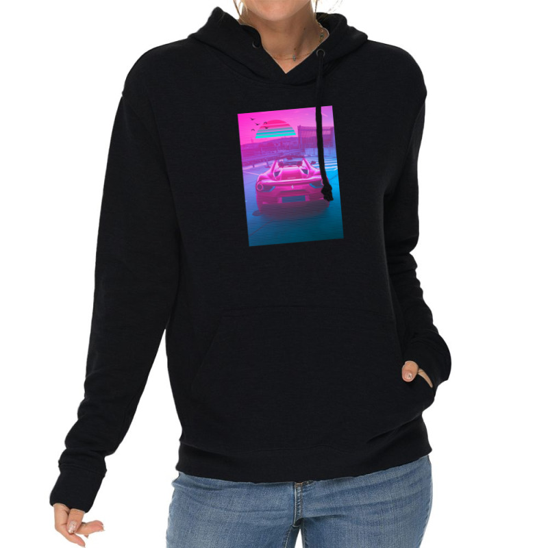 Car Retro Synthwave Sun Lightweight Hoodie by Jeff_Nugroho | Artistshot