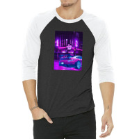 Car Retro Neon Synthwave 3/4 Sleeve Shirt | Artistshot