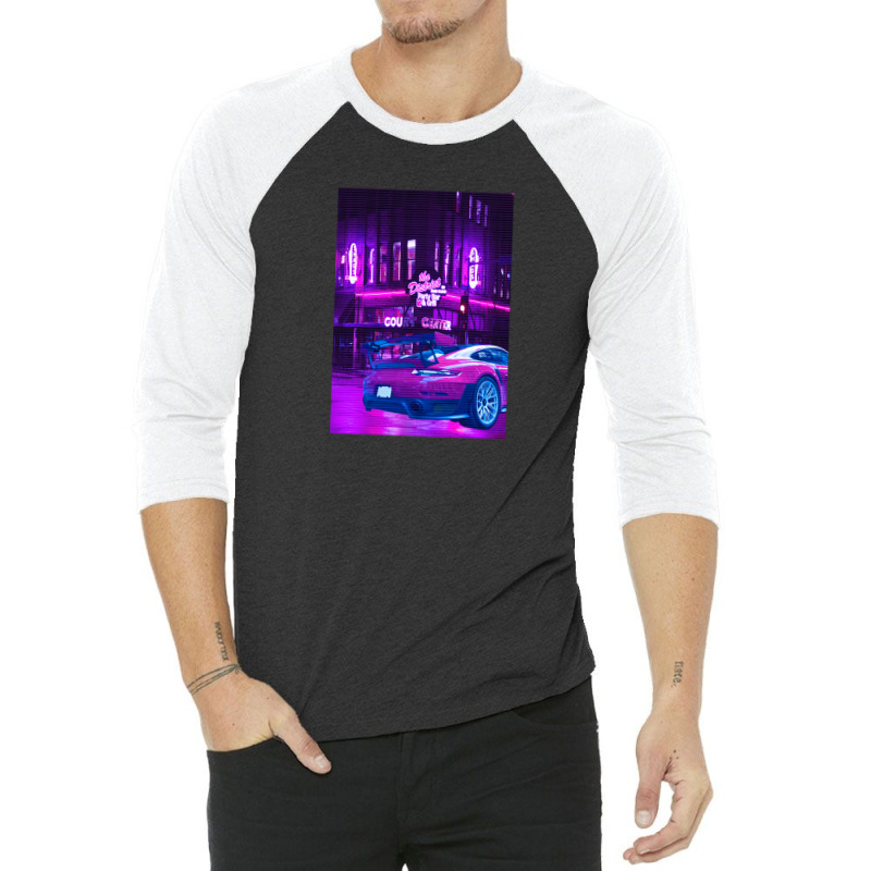 Car Retro Neon Synthwave 3/4 Sleeve Shirt by Jeff_Nugroho | Artistshot