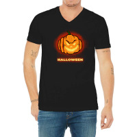 Halloween Pumpkin Face T  Shirt Halloween Pumpkin T  Shirt V-neck Tee | Artistshot