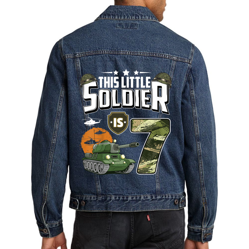 Kids 7 Year Old Soldier 7th Birthday Military Themed Camo Boys Men Denim Jacket | Artistshot