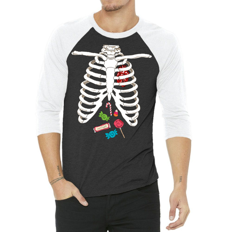 Halloween Skeleton T  Shirt Skeleton Rib Cage Heart Candy Funny Hallow 3/4 Sleeve Shirt | Artistshot