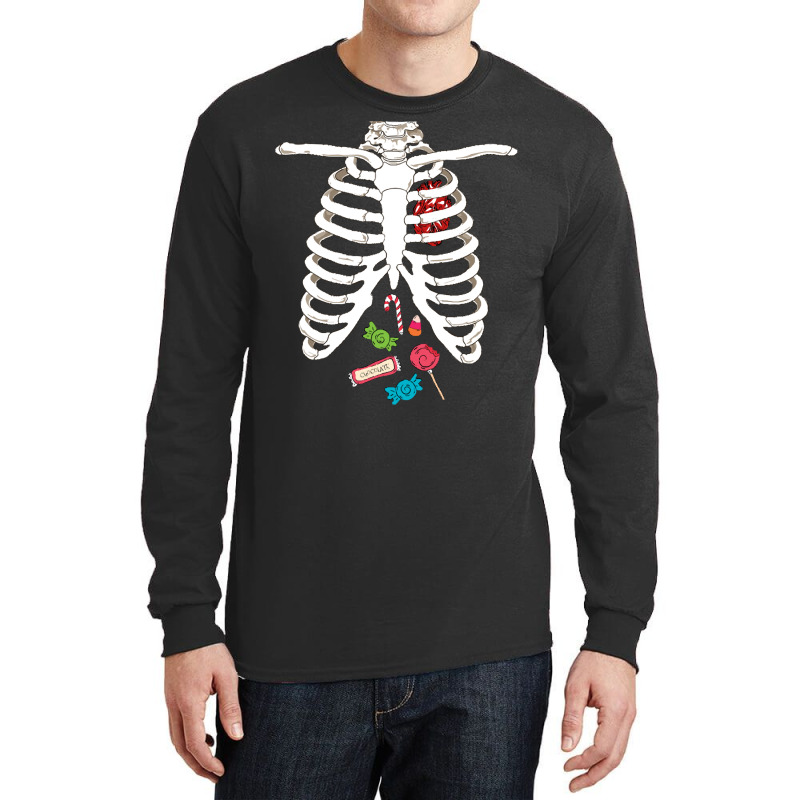 Halloween Skeleton T  Shirt Skeleton Rib Cage Heart Candy Funny Hallow Long Sleeve Shirts | Artistshot