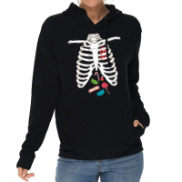 Halloween Skeleton T  Shirt Skeleton Rib Cage Heart Candy Funny Hallow Lightweight Hoodie | Artistshot