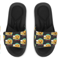 Halloween T  Shirt Drinking Halloween Pumpkin   Funny T  Shirt Slide Sandal | Artistshot