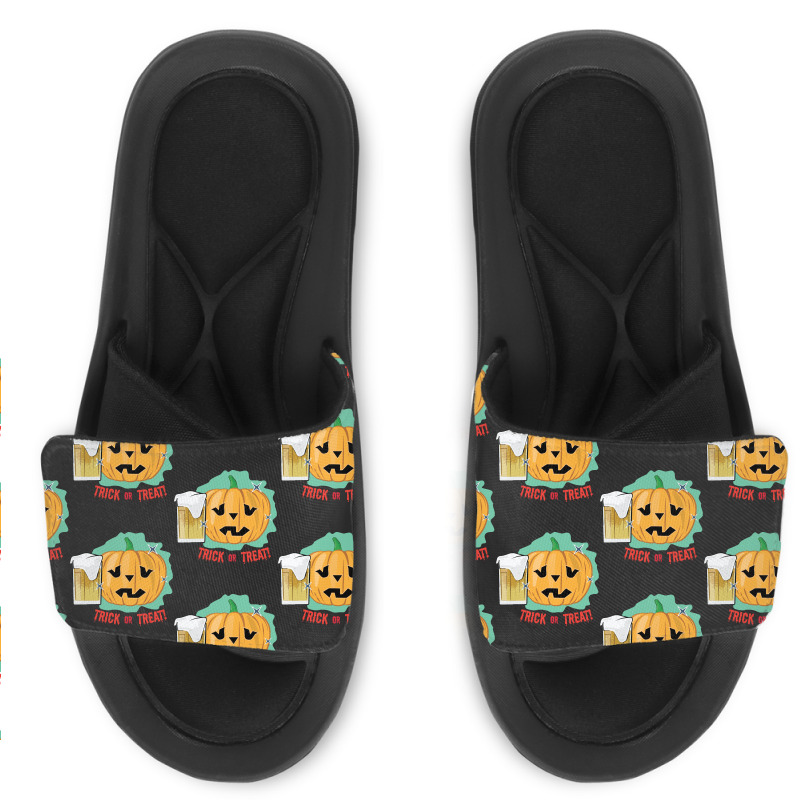 Halloween T  Shirt Drinking Halloween Pumpkin   Funny T  Shirt Slide Sandal | Artistshot