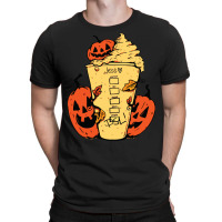 Halloween T  Shirt Fall Coffee P N G Pumpkin Spice Latte Iced Warm Coz T-shirt | Artistshot