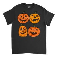 Halloween T  Shirt Four Jack O  Lantern Carved Pumpkins Halloween T  S Classic T-shirt | Artistshot