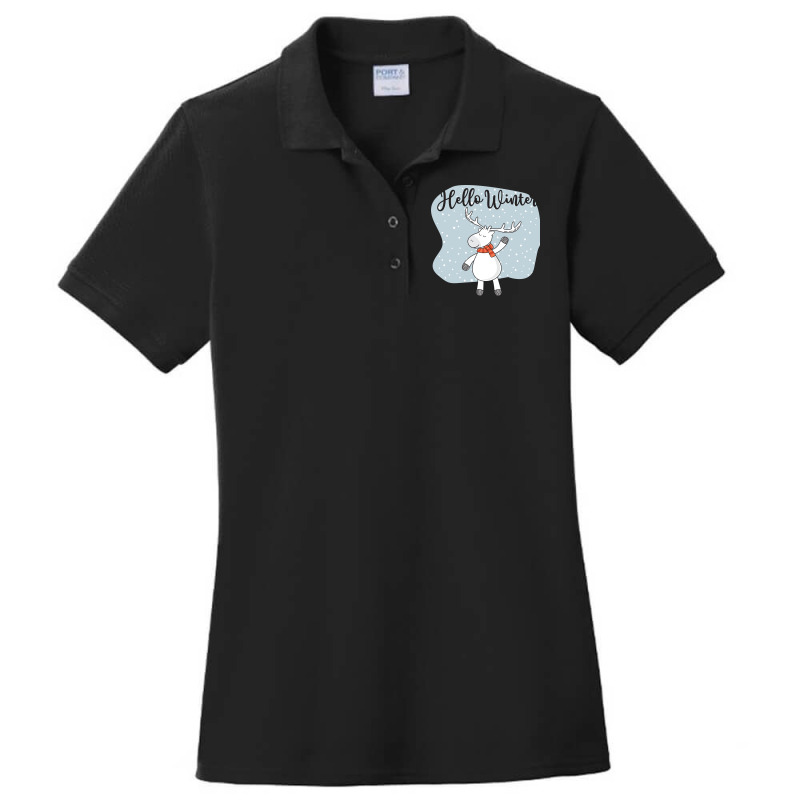 Hello Winter Ladies Polo Shirt by Gursheen | Artistshot