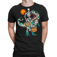 Halloween T  Shirt Halloween Skeleton Riding Mummy Dinosaur T Rex Pump T-shirt | Artistshot