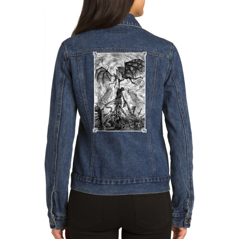 Occult Gothic Dark Satanic Unholy Witchcraft Grunge Emo Goth T Shirt Ladies Denim Jacket by toroooo | Artistshot