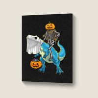 Halloween T  Shirt Halloween T Rex Skeleton Pumpkin T  Shirt Portrait Canvas Print | Artistshot