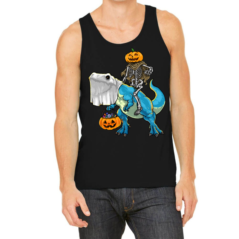 Halloween T  Shirt Halloween T Rex Skeleton Pumpkin T  Shirt Tank Top | Artistshot