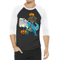 Halloween T  Shirt Halloween T Rex Skeleton Pumpkin T  Shirt 3/4 Sleeve Shirt | Artistshot