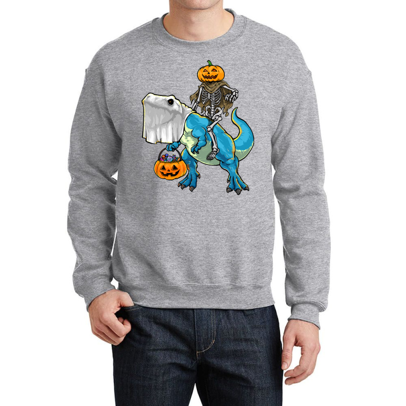 Halloween T  Shirt Halloween T Rex Skeleton Pumpkin T  Shirt Crewneck Sweatshirt | Artistshot