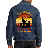 Halloween T  Shirt It's Always Halloween Inside My Head Cat T  Shirt Men Denim Jacket | Artistshot