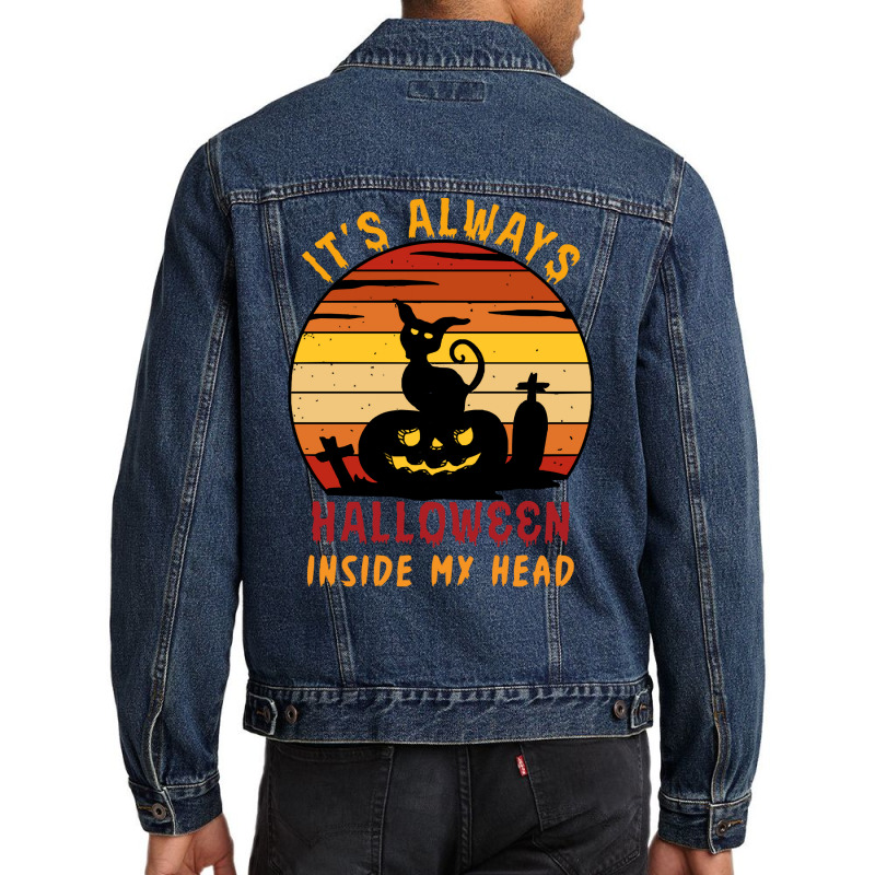 Halloween T  Shirt It's Always Halloween Inside My Head Cat T  Shirt Men Denim Jacket | Artistshot