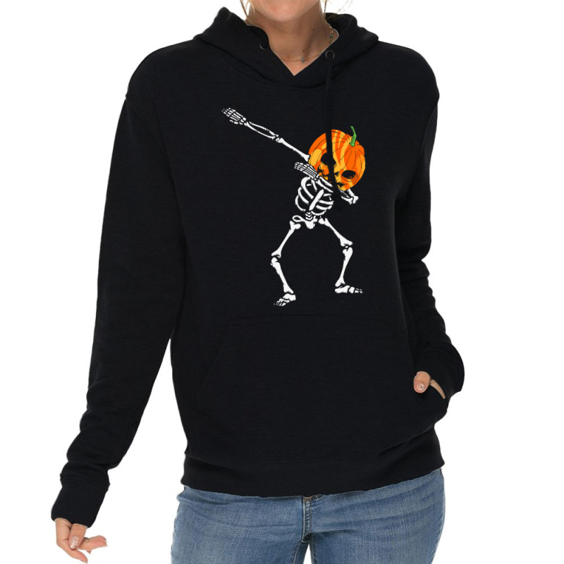 Funny Halloween Costumes T  Shirt Halloween Dabbing Skeleton Pumpkin B Lightweight Hoodie | Artistshot