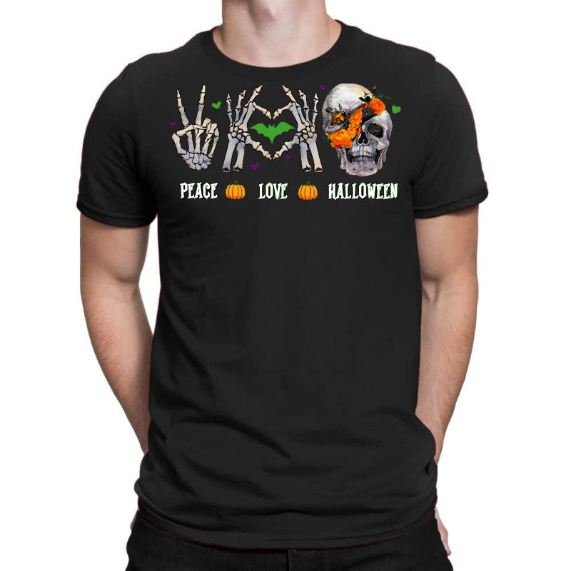 Funny Halloween Gift T  Shirt Skeleton Peace Love Halloween T  Shirt T-shirt | Artistshot