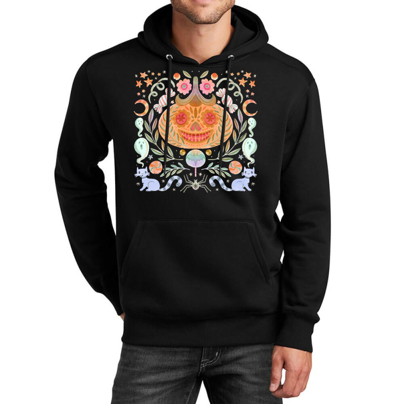 Halloween T  Shirt Sugarskull Pumpkin T  Shirt Unisex Hoodie | Artistshot