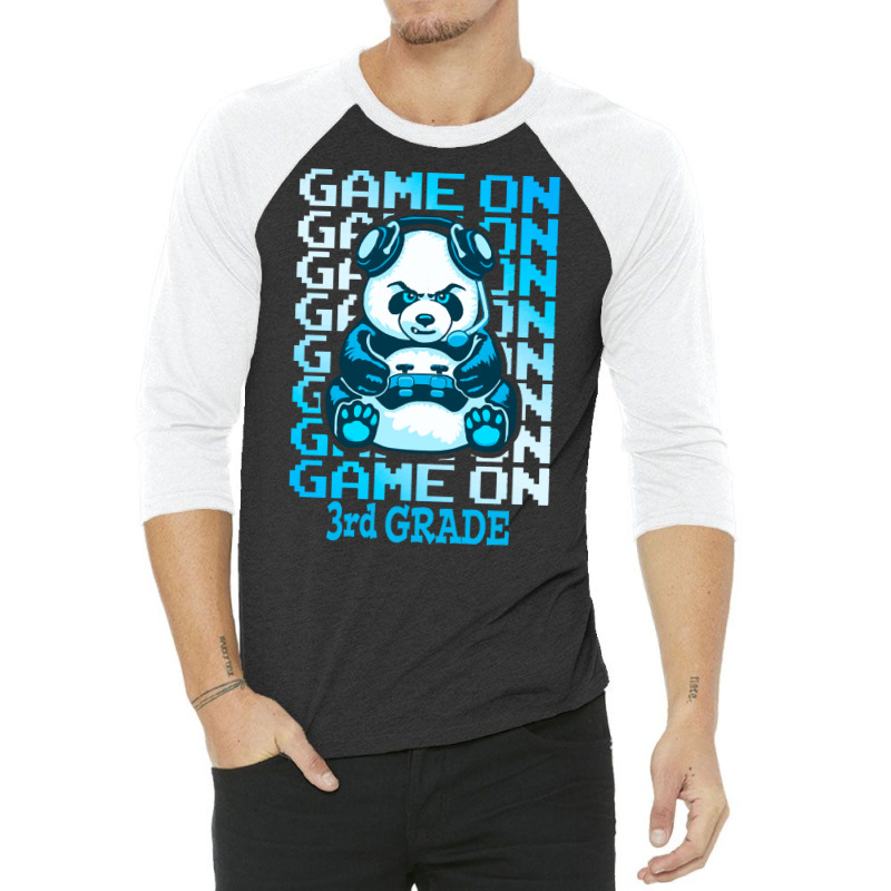 Game On 3rd Grade Back To School Panda T  Shirt Game On 3rd Grade Back 3/4 Sleeve Shirt | Artistshot