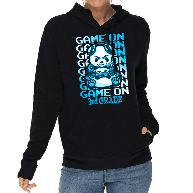 Game On 3rd Grade Back To School Panda T  Shirt Game On 3rd Grade Back Lightweight Hoodie | Artistshot