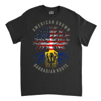 American Grown Barbadian Roots Usa Barbados Flag Heritage T Shirt Classic T-shirt | Artistshot