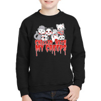 Chillin With My Creeps Cat Horror Serial Killer Halloween T Shirt Youth Sweatshirt | Artistshot